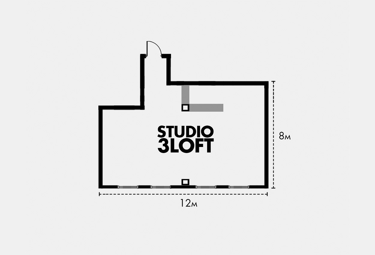 План схеми інтер'єрної локації LOFT для фото та відео зйомок