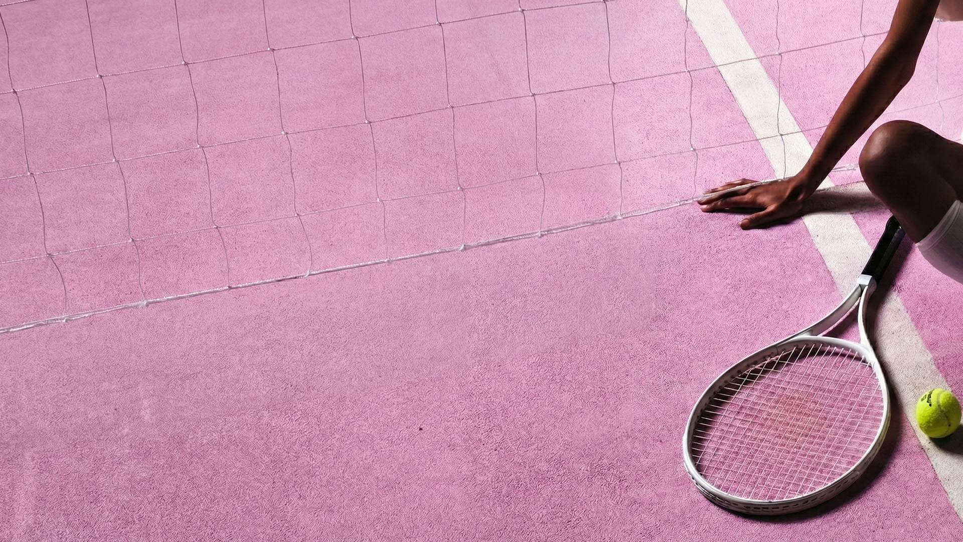 BETTERME-SS25-Campaign-Pink-Tennis-Court-Set-Design-MATERIA-Stage-1-Black-SP-Studio-AD-Campaign-Production-Efficiency